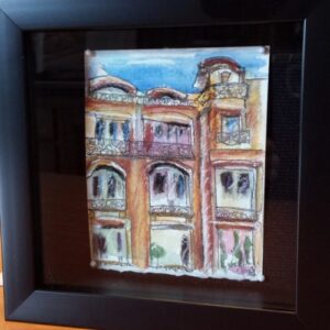 "Paris Building", Art watercolor